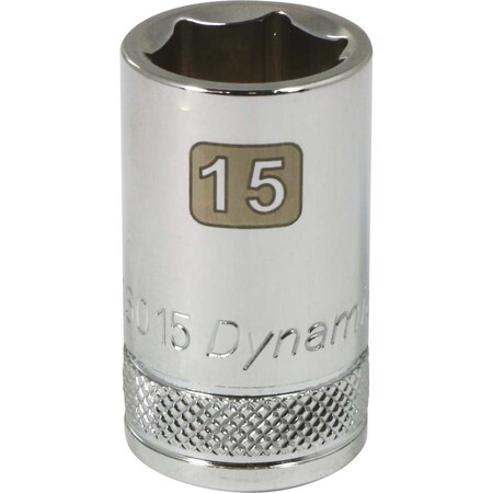 Dynamic 1/2" Drive, 15mm Metric Socket, 6 Points D016015
